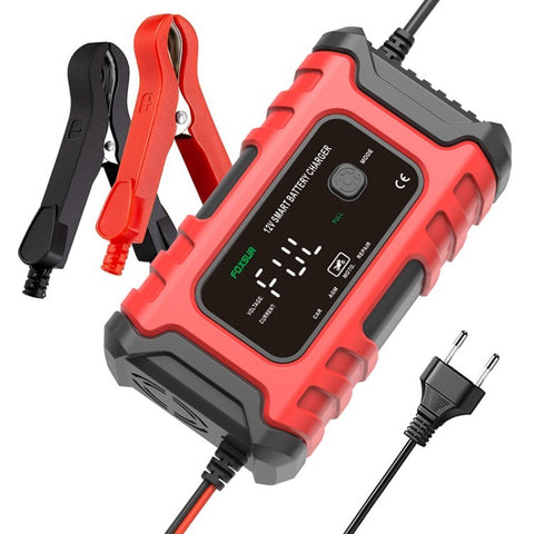 FOXSUR 12V 6A Car Battery Charger Automatic Smart Battery Maintainer with LCD Display Pulse Repair Charger for Car, Motorcycle