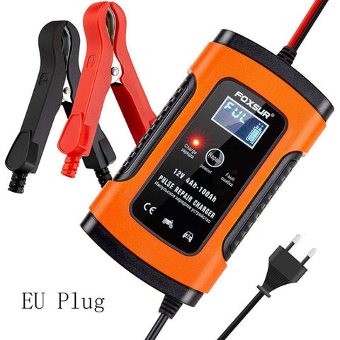 FOXSUR Universal 5A 12V Smart Battery Charger Motorcycle Car Battery Pulse Repair Charger