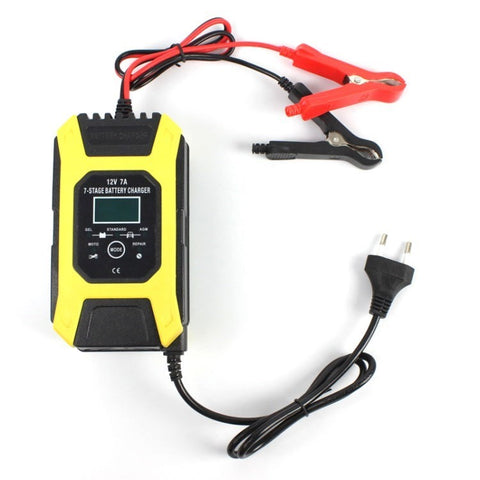 FOXSUR 12V 7A 7-Stage Battery Charger Automobile Pulse Repair Lead-Acid Battery Charger Maintainer for Car, Motorcycle