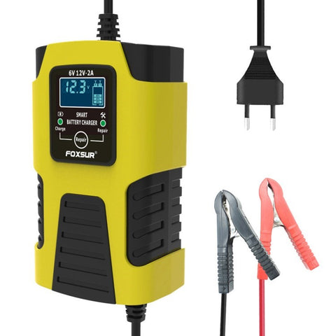 FOXSUR 6V / 12V 2A Car Motorcycle Battery Charger Battery Maintainer 3-Stage Smart Automatic Pulse Repair Charger