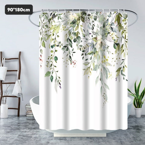 Shower Curtain Waterproof Hanging Leaves Botanical Shower Bathroom Bathtub Curtain Minimalist Shower Curtain Liner