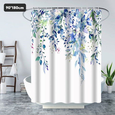Shower Curtain Waterproof Hanging Leaves Botanical Shower Bathroom Bathtub Curtain Minimalist Shower Curtain Liner