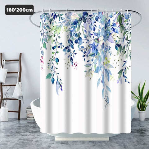 Shower Curtain Waterproof Hanging Leaves Botanical Shower Bathroom Bathtub Curtain Minimalist Shower Curtain Liner