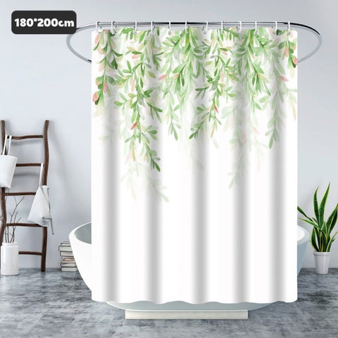 Shower Curtain Waterproof Hanging Leaves Botanical Shower Bathroom Bathtub Curtain Minimalist Shower Curtain Liner