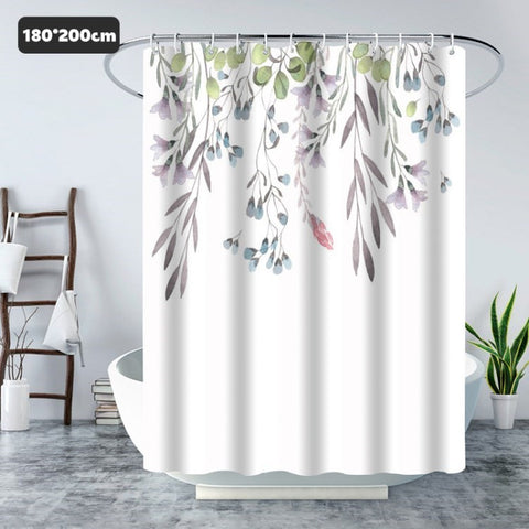 Shower Curtain Waterproof Hanging Leaves Botanical Shower Bathroom Bathtub Curtain Minimalist Shower Curtain Liner