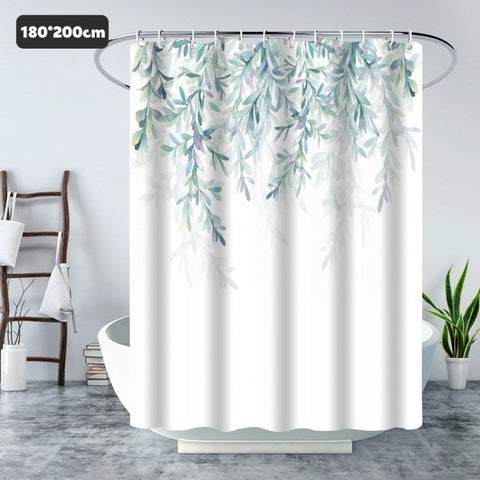 Shower Curtain Waterproof Hanging Leaves Botanical Shower Bathroom Bathtub Curtain Minimalist Shower Curtain Liner