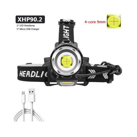 XHP90 LED Headlamp USB Rechargeable Outdoor Powerful USB Headlight