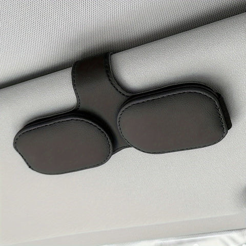 Car Sunglasses Holder Vehicle Visor Clip Magnetic PU Leather Sun Glasses Eyeglass Hanger