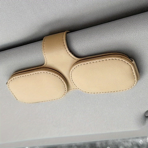 Car Sunglasses Holder Vehicle Visor Clip Magnetic PU Leather Sun Glasses Eyeglass Hanger