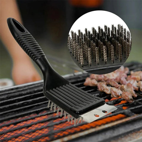 BBQ Grill Brass Wire Brush Stainless Steel Cleaning Brush with Comfortable Handle for Grill Cooking Grates