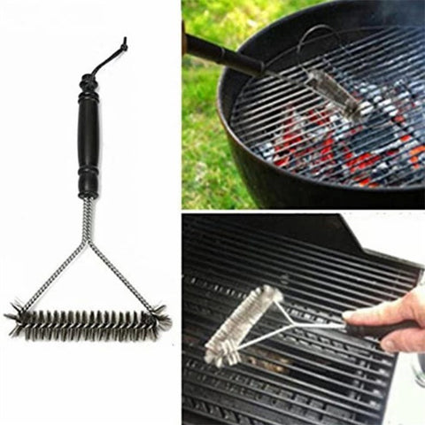 BBQ Grill Cleaning Brush 12-Inch Y-Shaped Curl Bristle Brush Grill Cleaning Tool