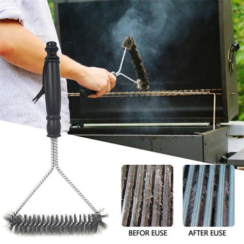 BBQ Grill Cleaning Brush 12-Inch Y-Shaped Curl Bristle Brush Grill Cleaning Tool