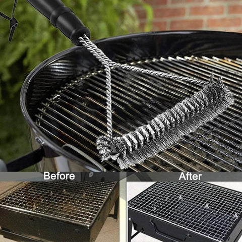BBQ Grill Cleaning Brush 12-Inch Y-Shaped Curl Bristle Brush Grill Cleaning Tool