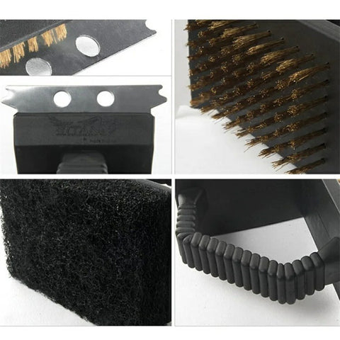 3-in-1 Barbecue Copper Wire Brush Stainless Steel Scraper BBQ Cleaning Tool