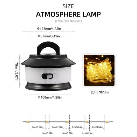 20m Retractable IPX4 Waterproof Light Strip Outdoor Camping Ambient Lamp