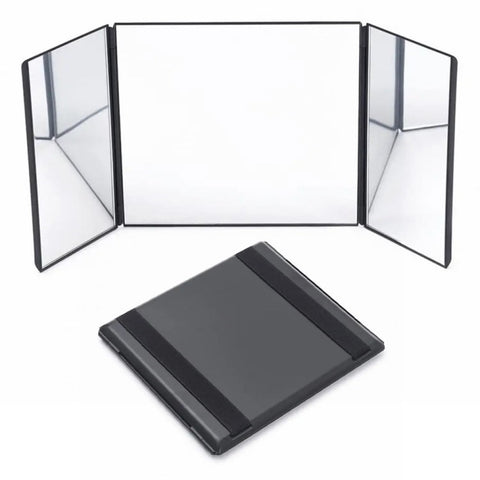 Car Sun Visor Wide View Collapsible Tri-Fold Makeup Mirror Auto Sunshade Cosmetic Mirror