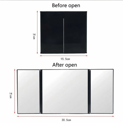 Car Sun Visor Wide View Collapsible Tri-Fold Makeup Mirror Auto Sunshade Cosmetic Mirror