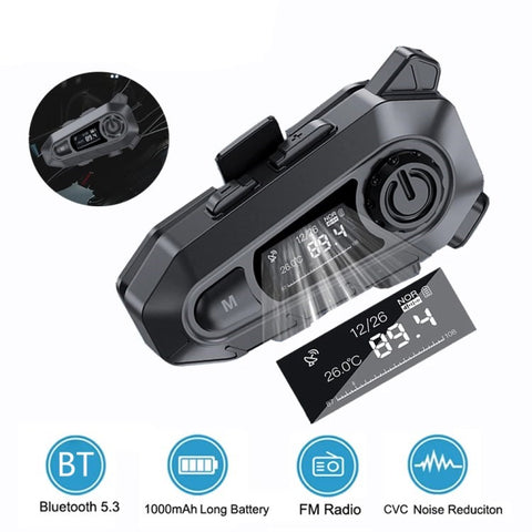A1 Bluetooth-compatible 5.3 CVC Noise Reduction Motorcycle Helmet Headset FM Radio Music Player
