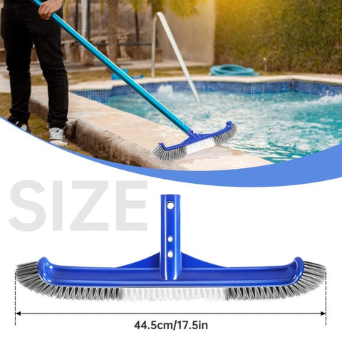 17.5-inch Pool Brush for Cleaning Pool Walls Nylon Bristles Curved Ends Pool Scrub Brush
