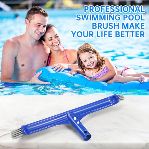 17.5-inch Pool Brush for Cleaning Pool Walls Nylon Bristles Curved Ends Pool Scrub Brush