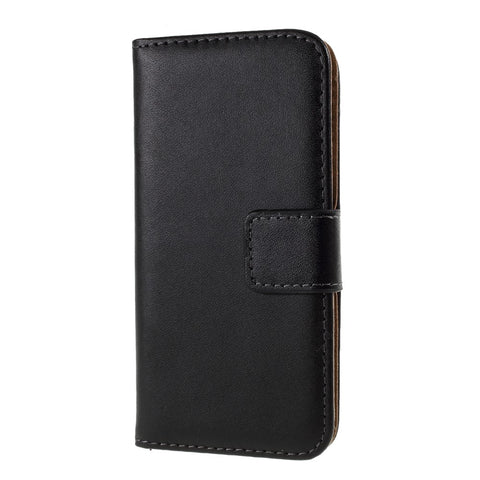 Genuine Split Leather Magnetic Credit Card Wallet Style Folio Stand Case for iPhone SE 5s 5
