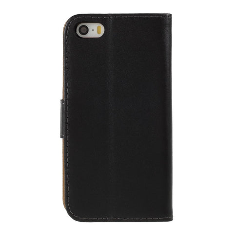 Genuine Split Leather Magnetic Credit Card Wallet Style Folio Stand Case for iPhone SE 5s 5