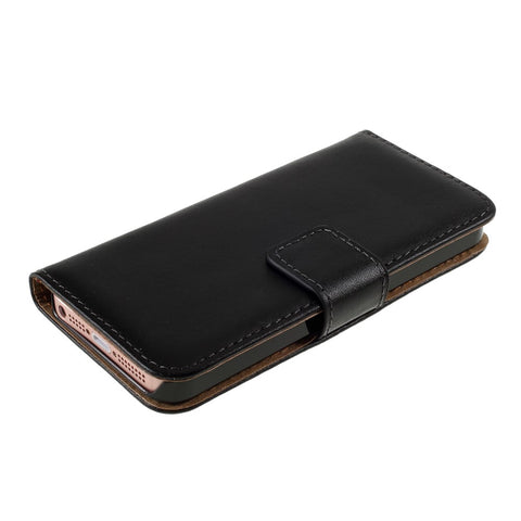 Genuine Split Leather Magnetic Credit Card Wallet Style Folio Stand Case for iPhone SE 5s 5
