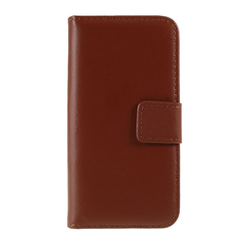 Genuine Split Leather Magnetic Credit Card Wallet Style Folio Stand Case for iPhone SE 5s 5
