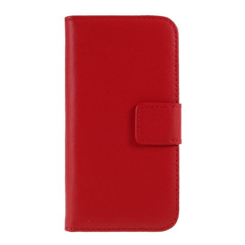 Genuine Split Leather Magnetic Credit Card Wallet Style Folio Stand Case for iPhone SE 5s 5