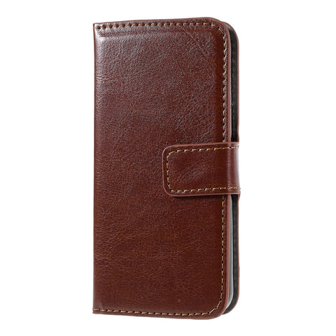 Black for iPhone SE 5s 5 Crazy Horse Wallet Leather Cover w/ Stand