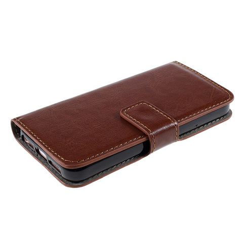 Black for iPhone SE 5s 5 Crazy Horse Wallet Leather Cover w/ Stand