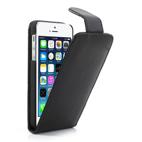 Black Vertical Leather Card Holder Case for iPhone SE 5s 5