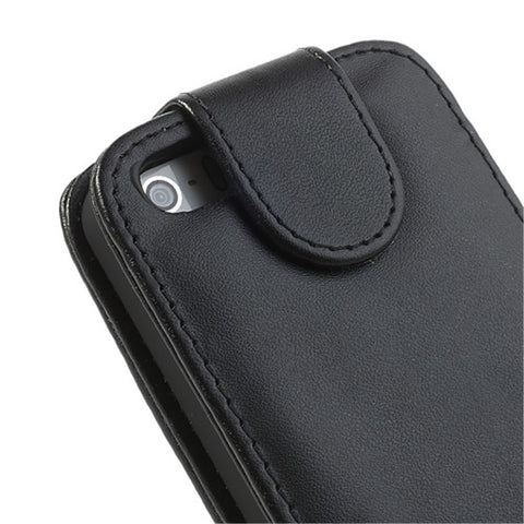 Black Vertical Leather Card Holder Case for iPhone SE 5s 5