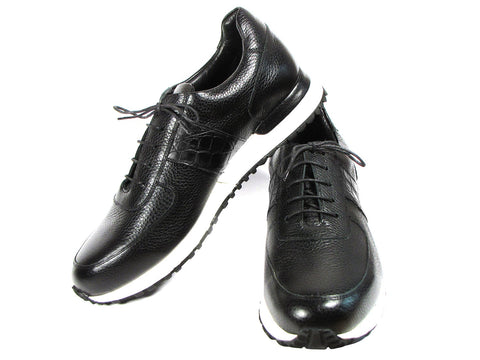 Paul Parkman Men's Black Floater Leather Sneakers (ID#LP206BLK)