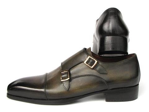 Paul Parkman Men's Goodyear Welted Double Monkstrap Shoes Green (ID#9468-GRN)