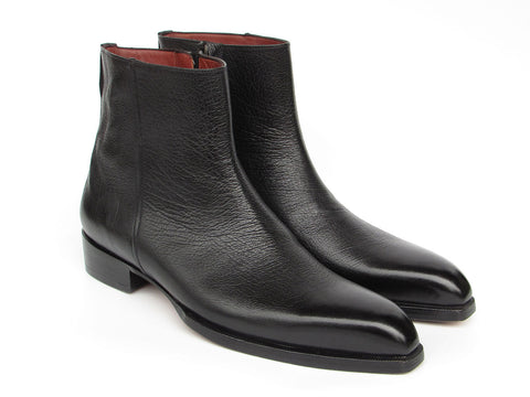 Paul Parkman Men's Black Floater Leather Side Zipper Boots (ID#BT6499-BLK)