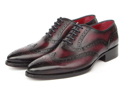 Paul Parkman Bordeaux Burnished Goodyear Welted Wingtip Oxford Shoes (ID#66BRD94)