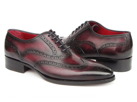 Paul Parkman Bordeaux Burnished Goodyear Welted Wingtip Oxford Shoes (ID#66BRD94)