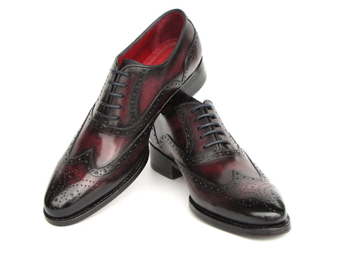 Paul Parkman Bordeaux Burnished Goodyear Welted Wingtip Oxford Shoes (ID#66BRD94)