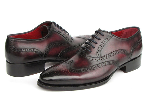 Paul Parkman Bordeaux Burnished Goodyear Welted Wingtip Oxford Shoes (ID#66BRD94)