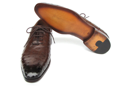 Paul Parkman Men's Brown Genuine Ostrich Oxford Shoes (ID#9475-85)