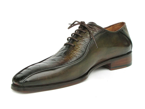 Paul Parkman Green Genuine Ostrich Leg Bicycle Toe Oxfords (ID#94DLGRN)