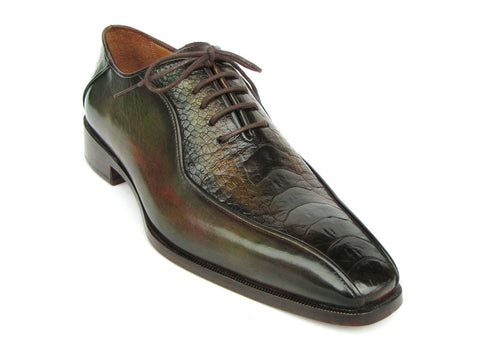 Paul Parkman Green Genuine Ostrich Leg Bicycle Toe Oxfords (ID#94DLGRN)