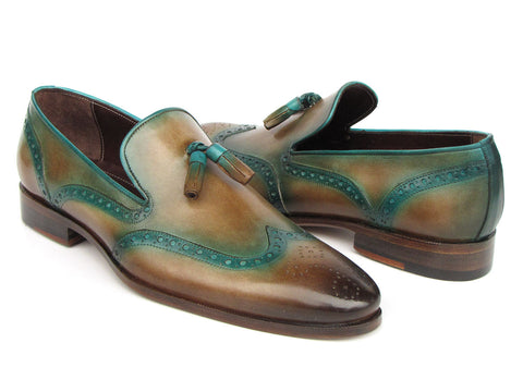 Paul Parkman Men's Tassel Loafers Olive & Green Patina (ID#WL667-OLV)