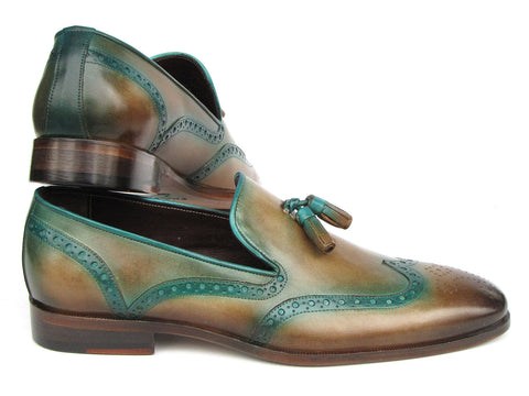 Paul Parkman Men's Tassel Loafers Olive & Green Patina (ID#WL667-OLV)