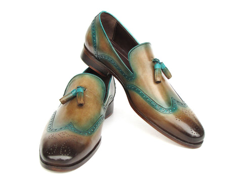 Paul Parkman Men's Tassel Loafers Olive & Green Patina (ID#WL667-OLV)