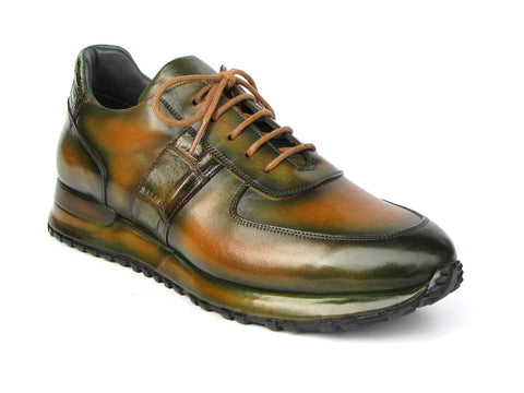 Paul Parkman Men's Olive Green Hand-Painted Sneakers (ID#LP208GRN)