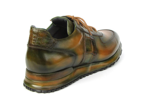 Paul Parkman Men's Olive Green Hand-Painted Sneakers (ID#LP208GRN)