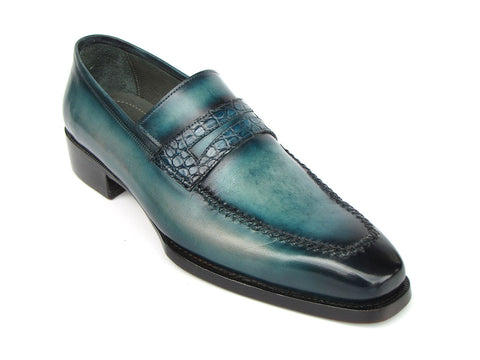 Paul Parkman Men's Turquoise Patina Handmade Loafers (ID#6944-TRQ)