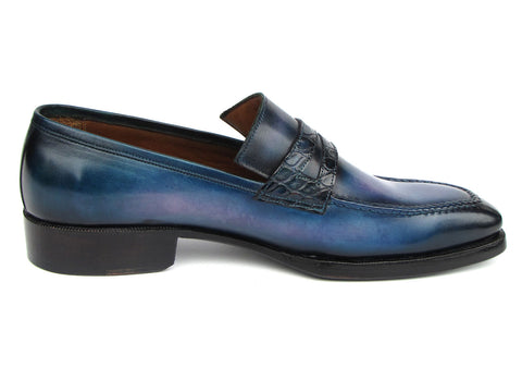 Paul Parkman Men's Blue Patina Handmade Loafers (ID#6944-BLU)